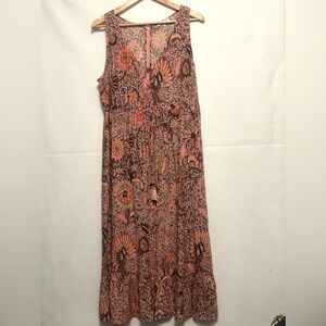 Madewell Bali Blooms Lace-Up Ruffle Hem Midi Dress size 12 Colorful Floral